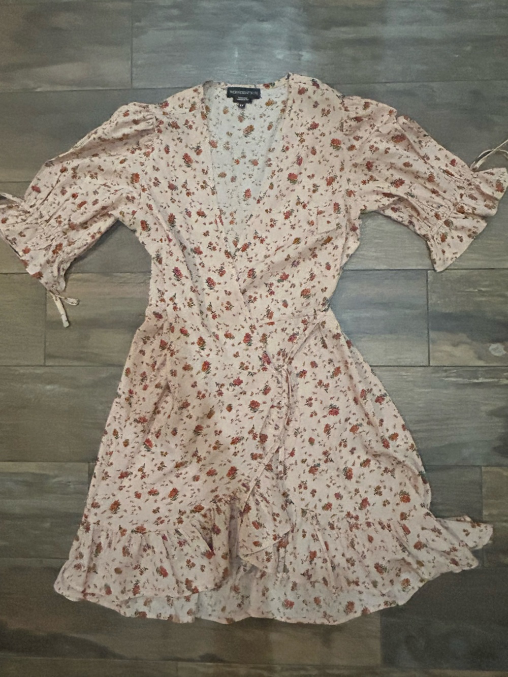 Floral Wrap Asymmetrical Dress in Light Pink